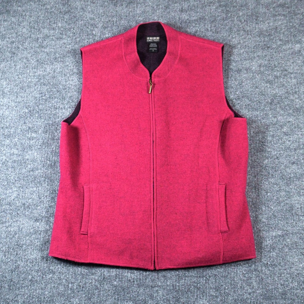 Wool Vest Womens S Fuchsia Pink Zipper Sleeveless Jacket Hiking Riding Warm Eco